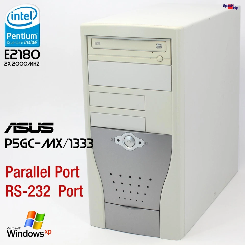 ASUS P5GC-MX /1333 INTEL DUAL CORE COMPUTER PC WINDOWS XP PARALLEL PORT RS-232