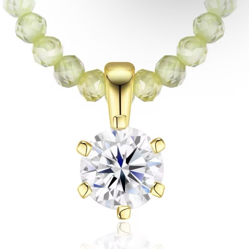 5mm Moissanite Crystal Beaded Necklace (18”)
