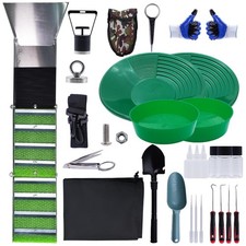 27PCS Sluice Box for Gold Mining Kit with 50" Folding Sluice Box, Portable Al...