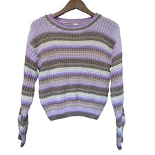 Thereabouts Girls XL 16 Striped Knit Sweater Purple Tan Cream Long Sleeve NWT
