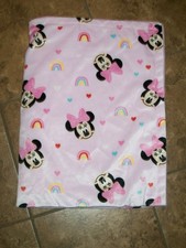 Disney Baby Minnie Mouse Pink Blanket Rainbows Hearts Lovey Security 30 x 40