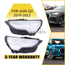 For Audi Q3 2019 2020 2021 2022 2023 Left+Right Headlight Lens Light Lamp Cover