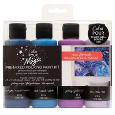 American Crafts Color Pour Magic Pre-Mixed Paint Kit 4/Pkg-Galaxy Surge