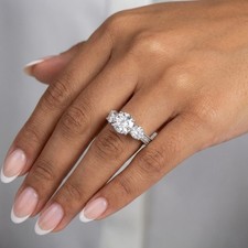 Platinum 3-Stone Engagement Ring Vintage 2.78 CT Round Lab-Grown Diamond D SI2