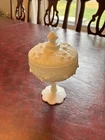Vintage - Fenton - Milk Glass - Cabbage Rose - Candy Dish Bowl w. Pedestal Foot