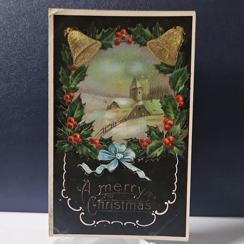 Merry Christmas Greetings Postcard Posted Divided Back 1907-1915 Holly Bells