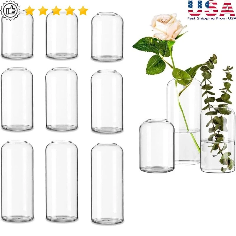Handmade Narrow Neck Borosilicate Glass Flower Vase Home Decor Centerpieces New