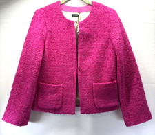 J Crew Women's Wool Blend Jacket Blazer Size 4 Pink Tweed Lined Pockets Hook Eye