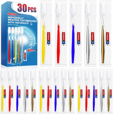 30 PCS Disposable Toothbrush with Toothpaste Bulk, Travel Toothpaste, Bulk Tooth