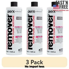 (3 pack) ONYX Professional® 100% Pure Acetone Nail Polish Remover, 16 fl oz