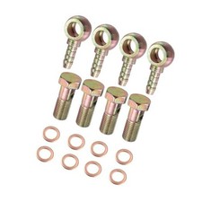 4 Set 8mm Banjo Hose Barb Bolt Fittings Banjo Bolt Washer Bronze Tone Metal