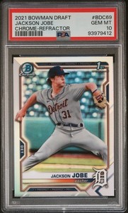 2021 Bowman Draft Jackson Jobe Chrome Refractor #BDC-69 PSA 10 Gem DET Tigers