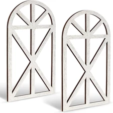 Yulejo 2 Packs 15.16 X 7.7 Inch Rustic Wood Window Frame Wooden Cathedral Arch W