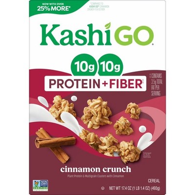 Kashi GO Cinnamon Crunch Protein Cereal 17.4oz High Fiber Breakfast Box