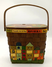 Vtg 1968 Caro-Nan Basket Penny Purse Folk Art European Travel Signed