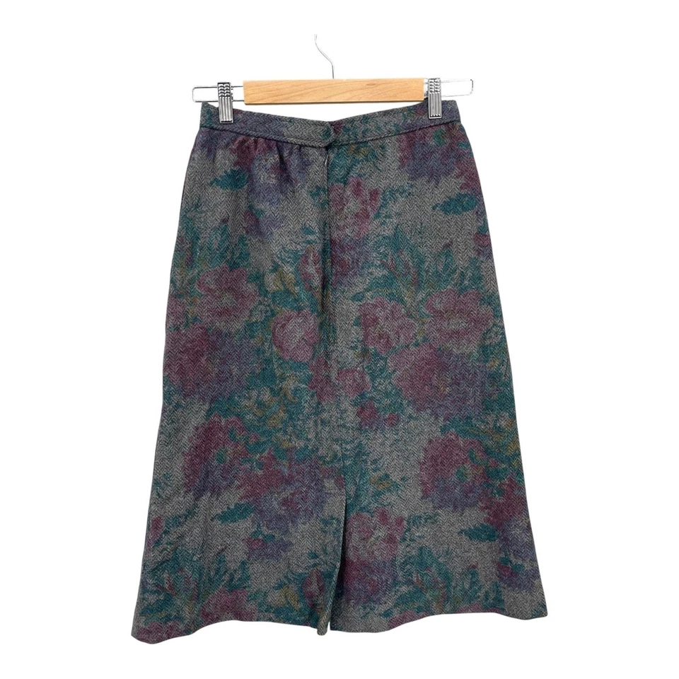 Vintage Evan Picone Wool Blend Skirt Women Union Floral Pockets USA 80s Size S - Image 2 of 4