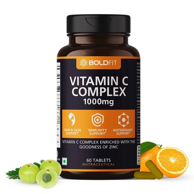 Boldfit Vitamin C Complex 1000mg Tablet with Amla &Zinc Antioxidant 60 Tablets