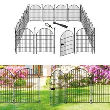ADAVIN Garden Fence Animal Barrier 32in H x27in L 15 Panels 1 Gate, Black