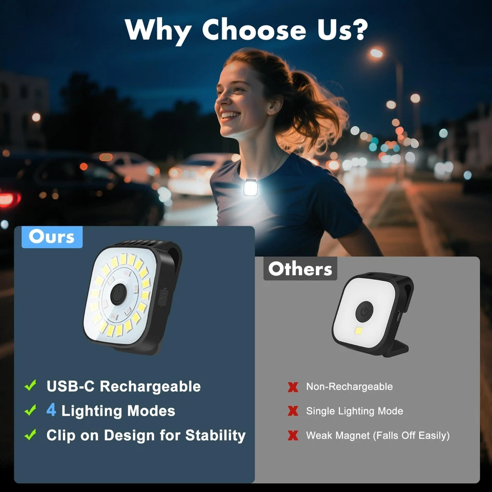 Paquete de 2 luces de circulación recargables linternas de seguridad LED 4 modos con clip Foto 2 de 4