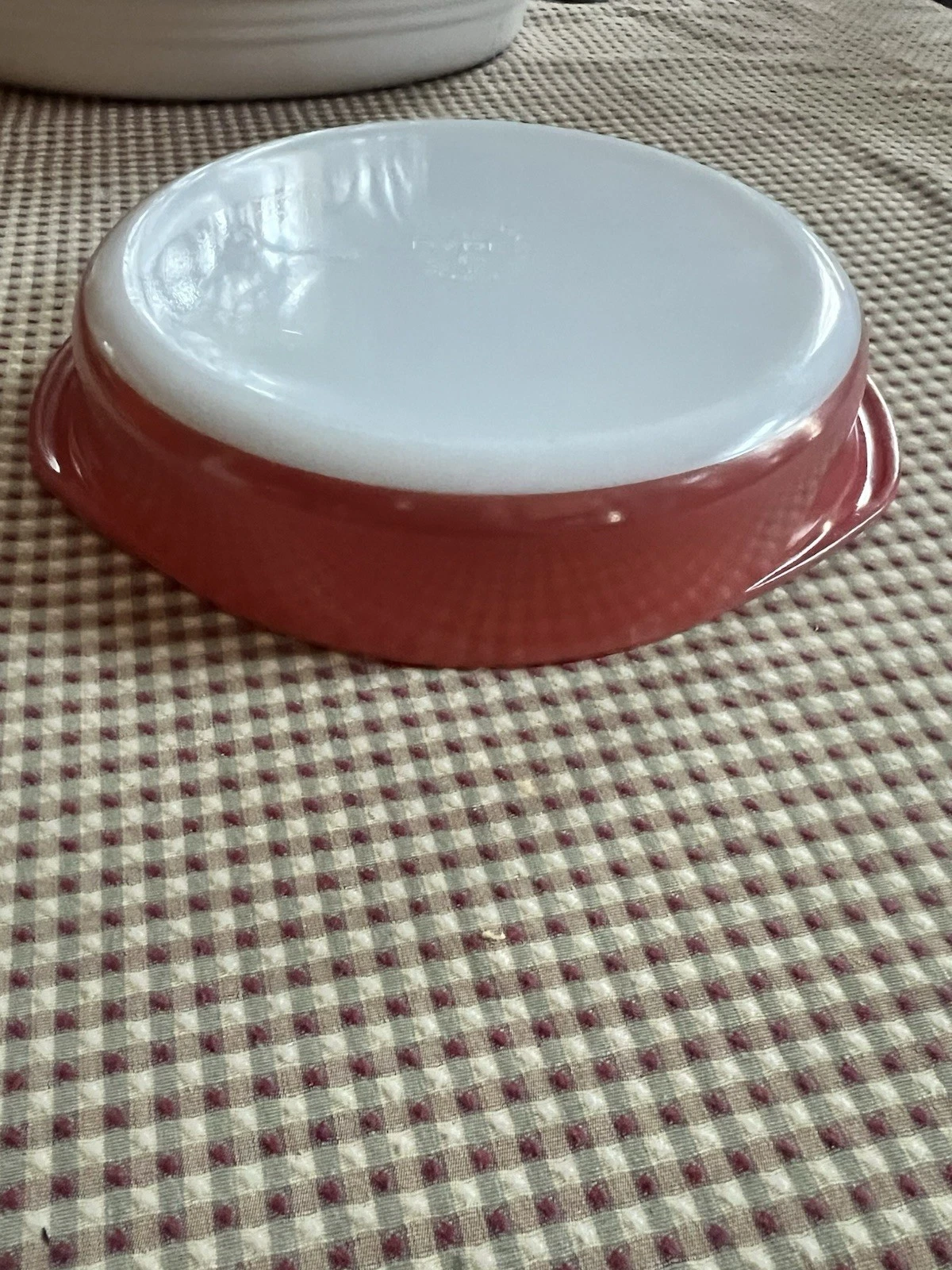 White Pink Ceramic Round Pie Dish with Handles