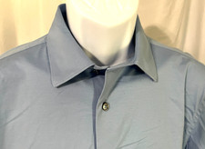 Bugatchi Men's M OoohCotton Stretch Shirt Light Blue Solid Long Sleeve Casual  