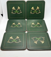 Christmas Coasters French Horn & Holly by PIMPERNEL Set of 6 IOB w/Insert