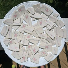 Broken Vintage Corelle English Breakfast Border Mosaic Pieces Tiles Jewelry 