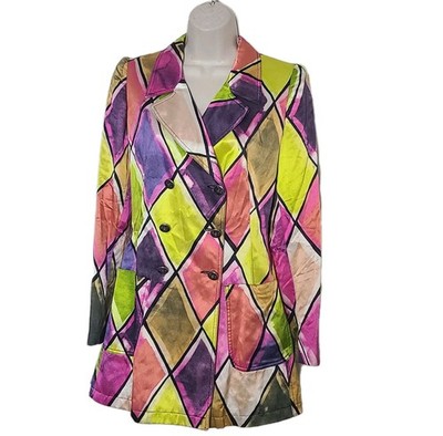 1990s vintage Moschino Jeans Harlequin print blazer jacket Italy Sz US 8