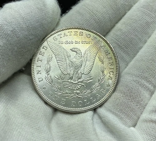 1887 P Morgan Silver Dollar BU Frosty Reverse Color Toning T46