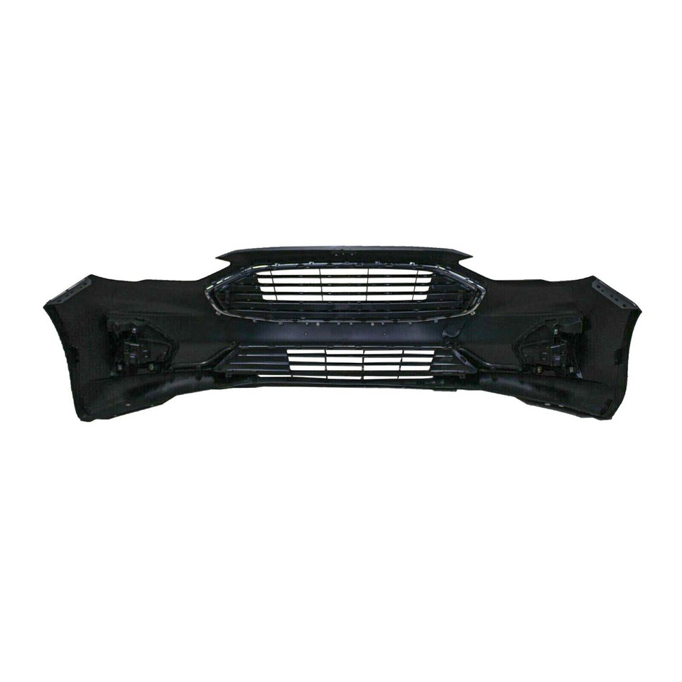 Front Bumper Cover & Upper/Lower Grille Combo For 2013-2016 Ford Fusion – Primered/Chrome, W/ Sensor Holes