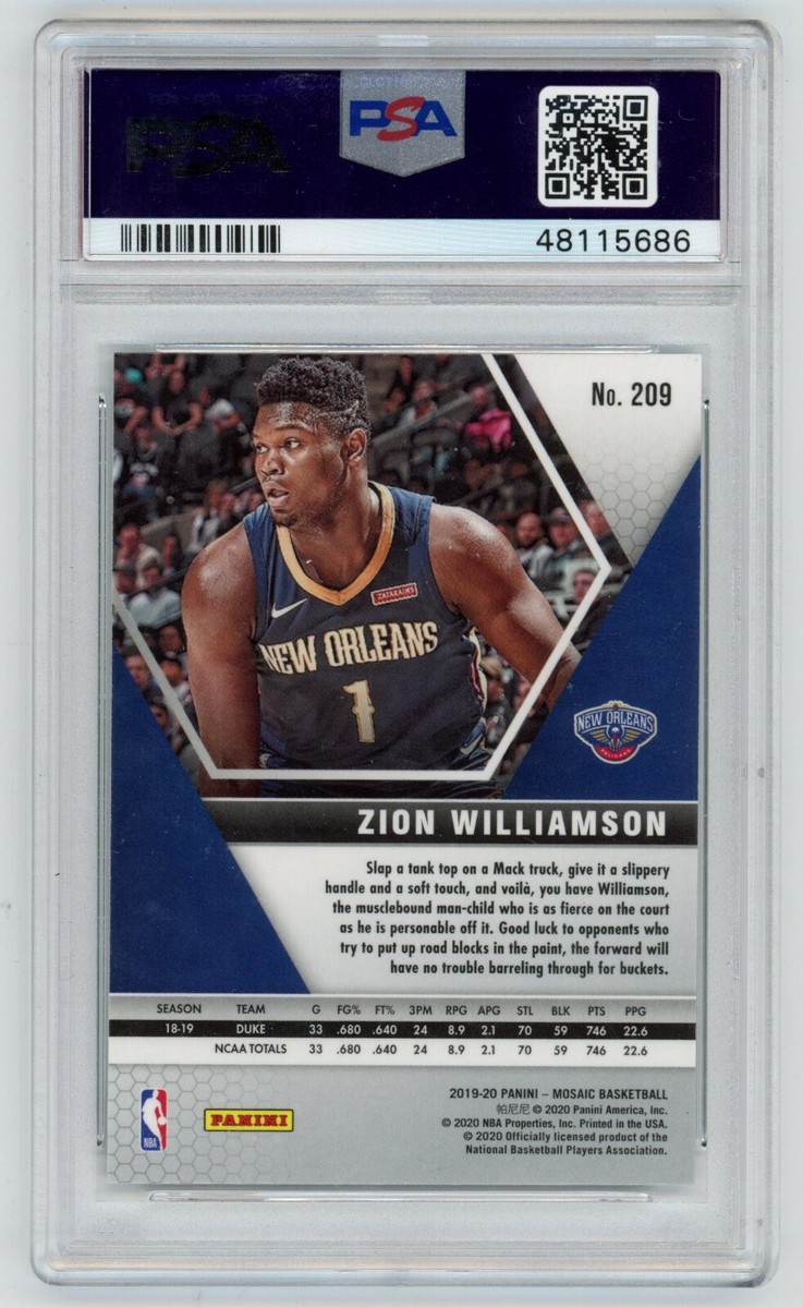 2019 Panini Mosaic Zion Williamson RC PSA 10 #209 | eBay