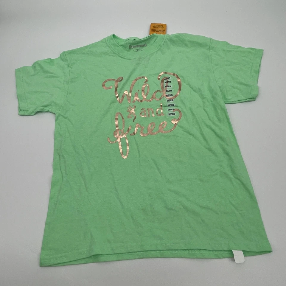 Camisa Browning Mujer Mediana Verde Dorado Salvaje Libre Mangas Cortas Informal Nueva Foto 3 de 4