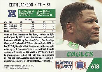 1991 Pro Set #618 Keith Jackson Philadelphia Eagles | eBay