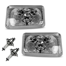 4.25" x 6.75" Rectangular Conversion Headlights Clear Lens Headlamps w/H4 Bulbs