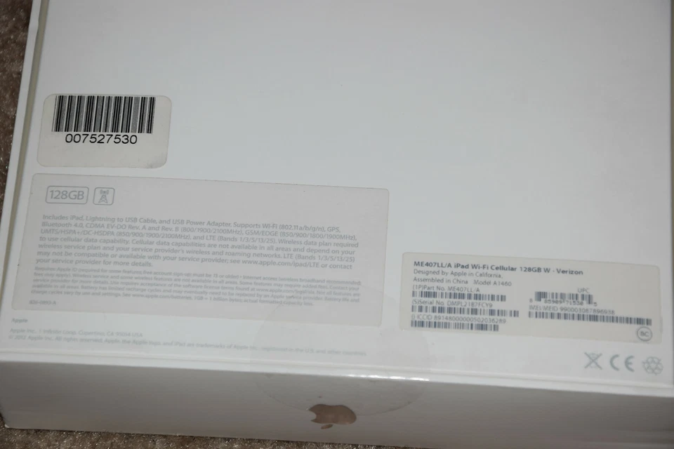 Apple iPad 4 128 GB Wi-Fi + GSM 4G Cellular Verizon ME407LL/A Tablet White...... - Image 3 of 4