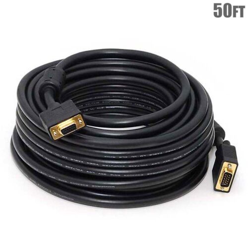 50FT VGA SVGA MALE to FEMALE Monitor Extension Cable M/F CL2 In-Wall Gold Plated - Afbeelding 1 van 3