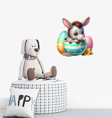 Ostern Esel in Eierschale Wandbild Schlafzimmer bunt Vinyl Aufkleber Abziehbild a10089
