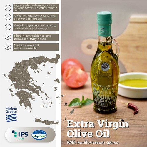 KORVEL Greek EVOO with Mediterranean herbs, Amphora 8.45 fl oz - Picture 2 of 7