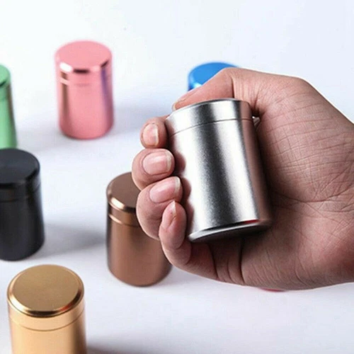 Airtight Smell Proof Metal Herb Can Portable Travel Tea Stash Jar Container Tool - Picture 2 of 14