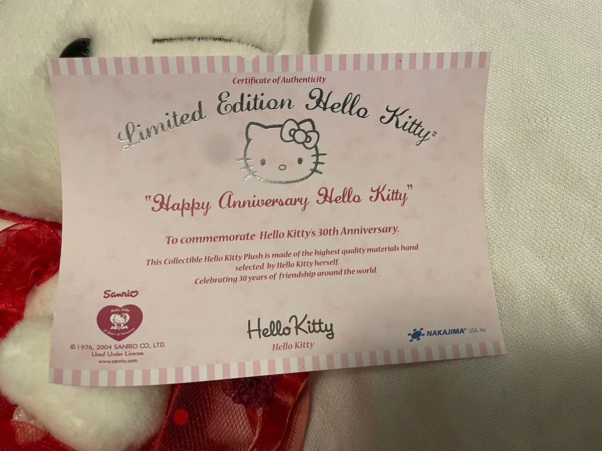 HELLO KITTY 30TH ANNIVERSARY PLUSH ~ LimIted Edition #2423/3500 | eBay