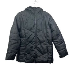 Swiss Tech Puffer Hooded Coat Jacket Faux Fur Lined Black Girl's Size XXL 18