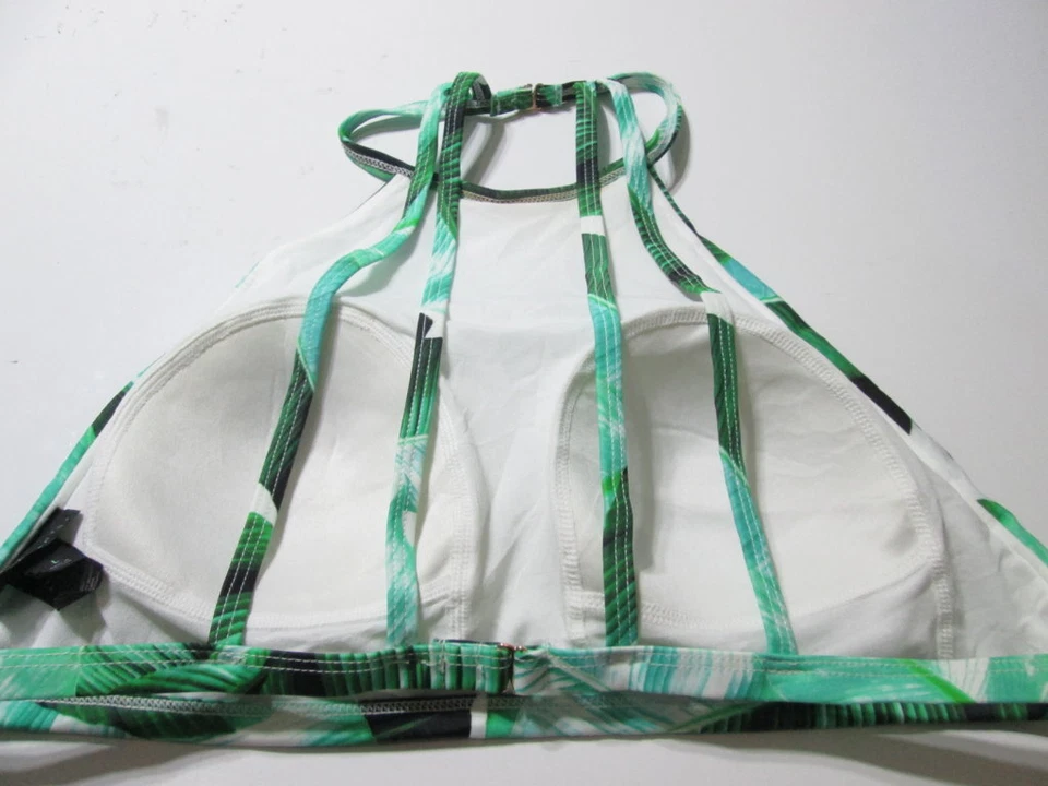 L.A. Top de bikini Hearts para mujer talla L verde forrado inalámbrico espalda deportiva estampado de hojas Foto 2 de 4