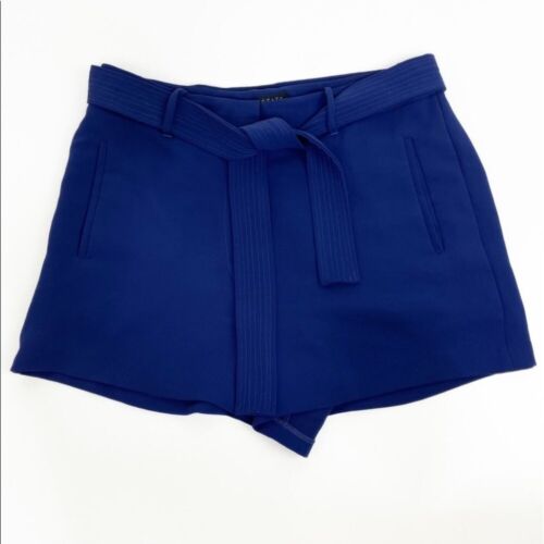 1. Pantalones cortos de vestir State para mujer talla 14 azul real con lazo cintura peso pesado entrepierna de 3" - Imagen 1 de 11