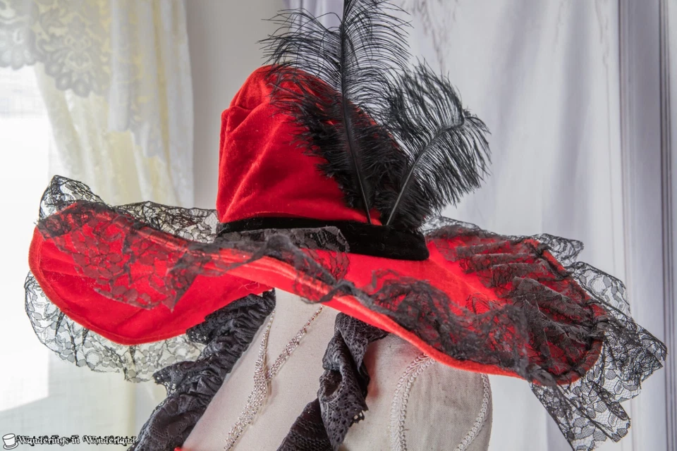 Red Velvet Steampunk Costume Small Victorian Goth Bustle - Image 2 of 4