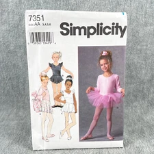Simplicity 7351 Ballet Leotards Skirts Tutu Bag and Scrunchie GIrls 3 6 Pattern
