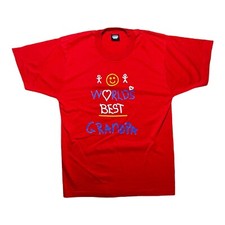 Large Mens Vintage USA Made Red World's Best Grandpa T Tee Single Stitch Shirt