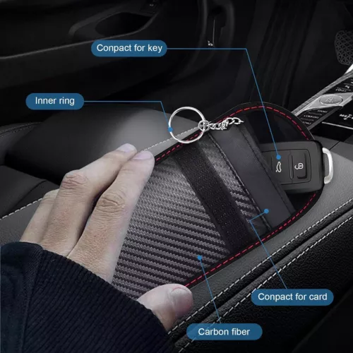 2x Auto Schlüssel Keyless Go Schutz RFID Funk Blocker Tasche Etui Hülle Rutschfe - Bild 5 von 16