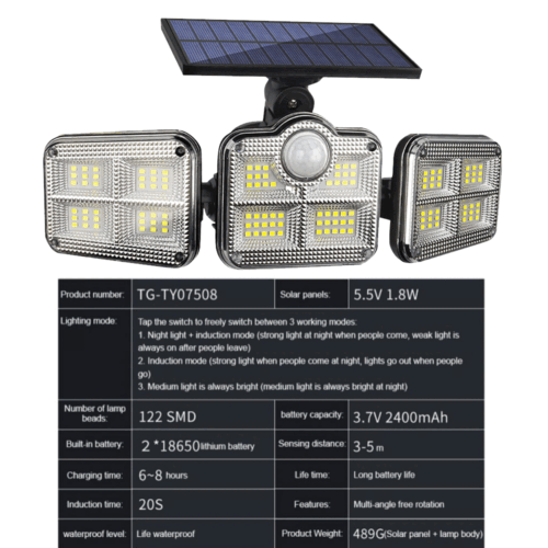 2Pack 122 LED Solar Lights Outdoor Waterproof Motion Sensor Security Lamp NEW - Picture 11 of 12