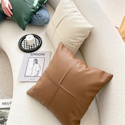 18x18 Vintage Faux Leather Throw Pillow Covers Sofa Cushion