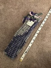 Handmade Knitted Little Girls 12  Purple Green Leg Warmers